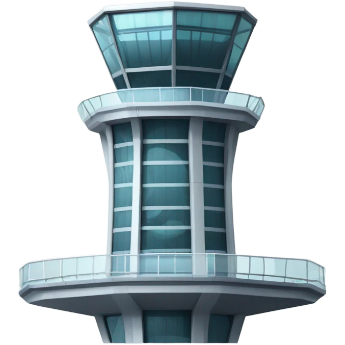 An air traffic control tower stands tall, its sleek, high-tech design featuring glass panels that reflect. common shape and design emoji