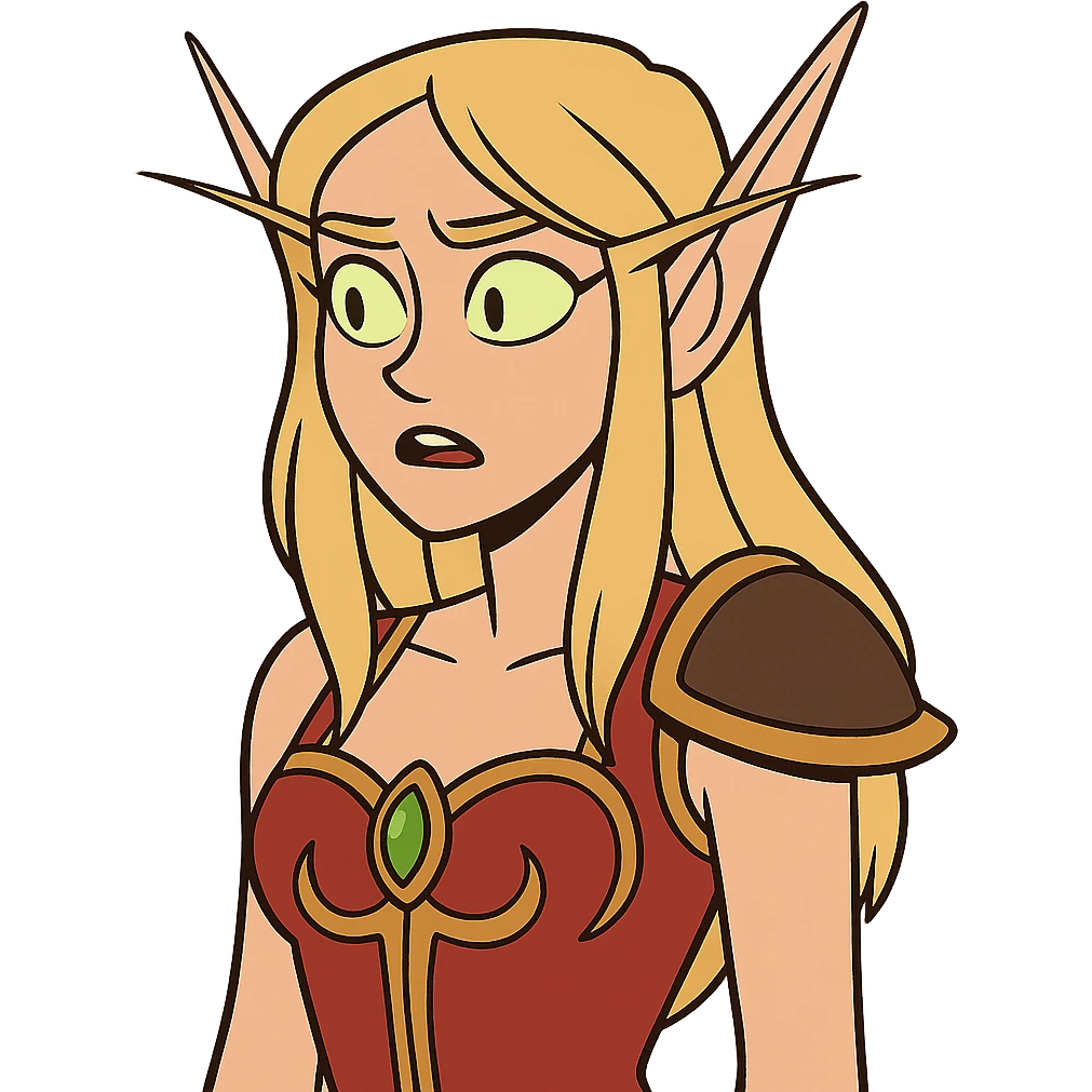 World of Warcraft elf in flat toon style emoji