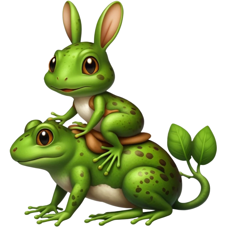 Frog riding rabbit emoji