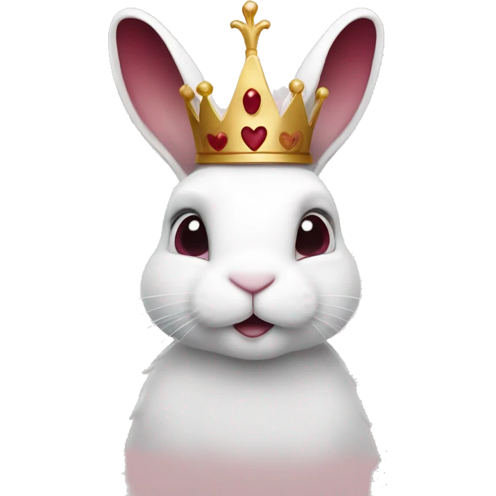White bunny with crown. Burgundy heart emoji