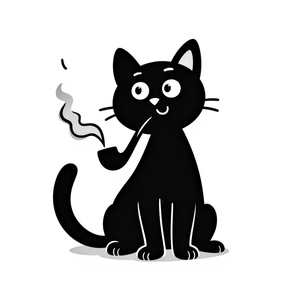 smoking cat, hand drawn doodle style emoji