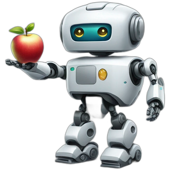 robot with apple emoji