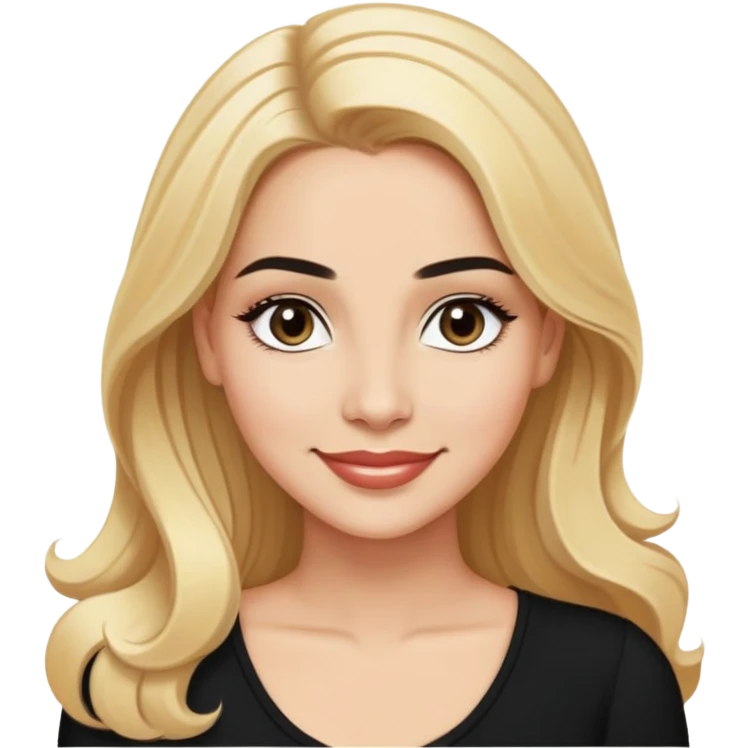 Professional portrait of Linette Torres, Puerto Rican actress with light skin, charismatic expression, bright eyes, beautifully shaped eyebrows, charming smile, long blonde hair, wearing an elegant black top emoji