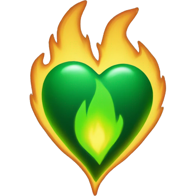 Green fire heart  emoji