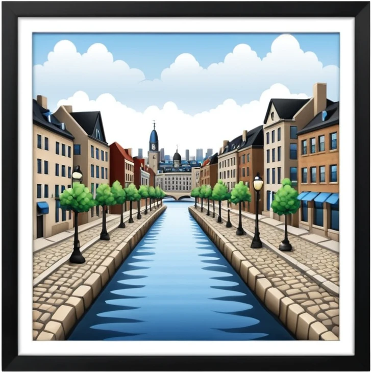 Montreal’s Old Port with cobblestone streets and river emoji