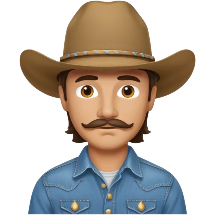 Brunette man with mullet and mustache cowboy  emoji