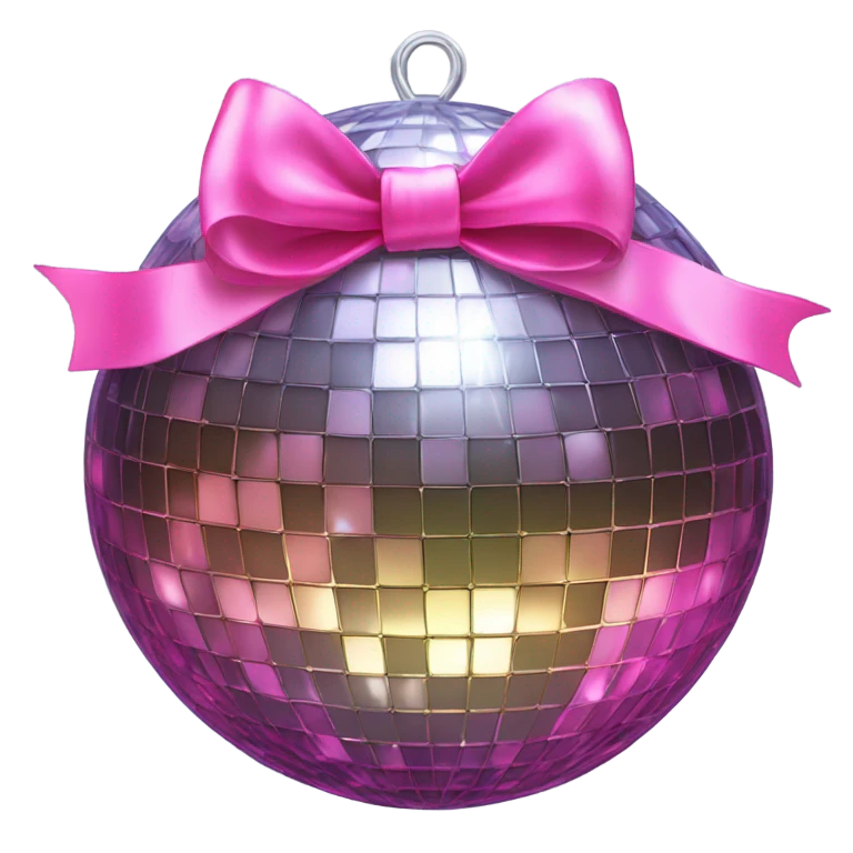 Disco ball with pink bow on top emoji