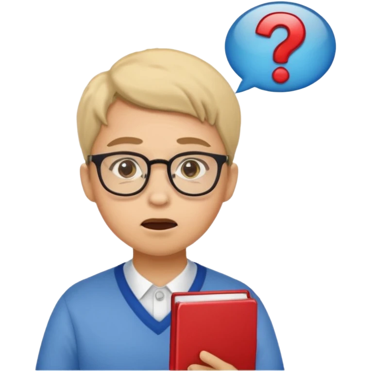 student with a confused expression asking a question emoji