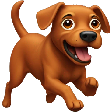 solid red dog with pointed ears running emoji