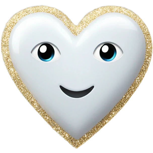 White glitter heart gem emoji