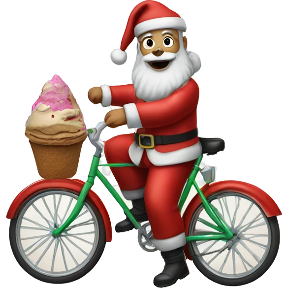 Santa claus with bicicle and ice cream  emoji