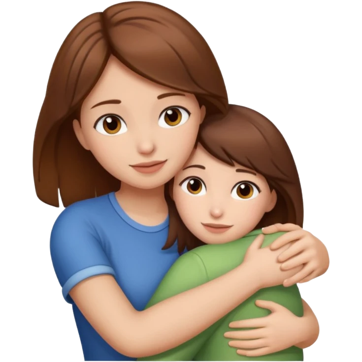 Bishon in hug with girl with brown hair  emoji
