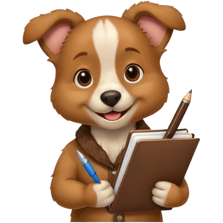 funny dog with diary and pen emoji