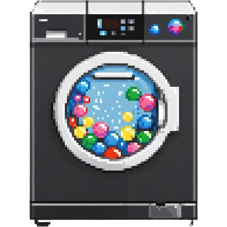 front-loading washing machine with soap bubbles emoji