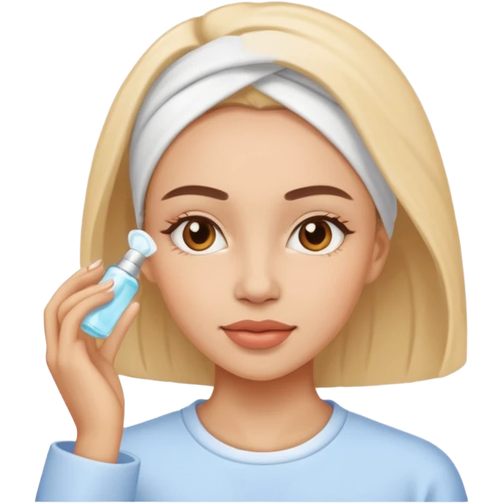 Mujer haciéndose skincare  emoji