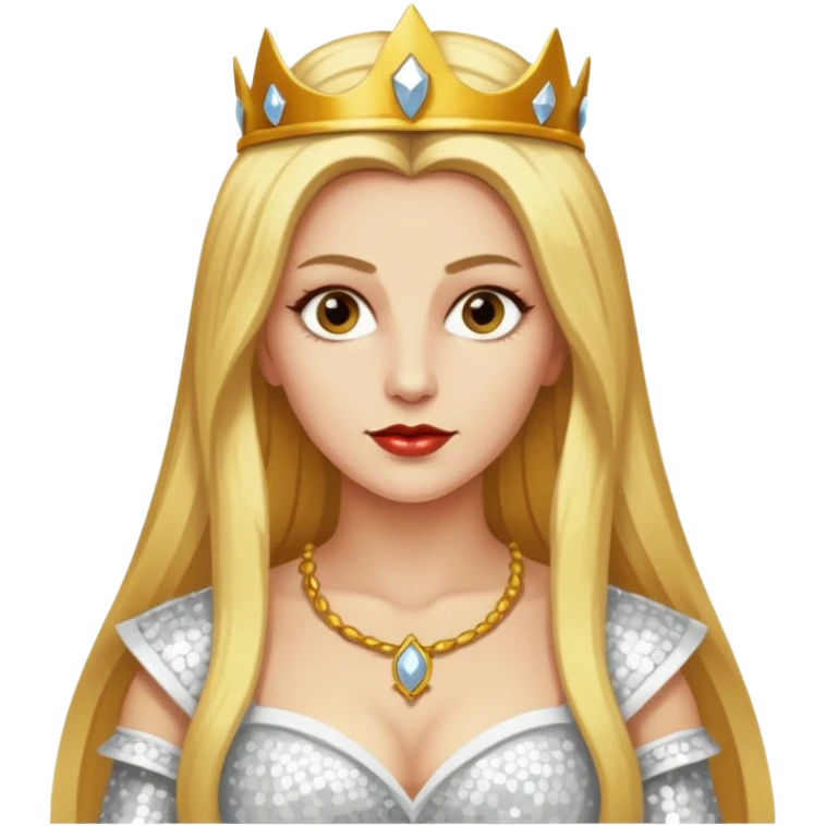 Katharina Siegel, Mistress of Vlad Tepes with long golden blonde hair, white sequin outfit emoji