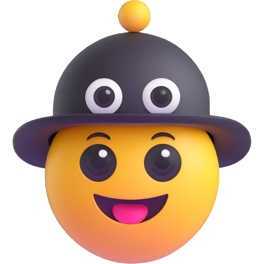 a ball with eyes and a hat, 3D emoji style emoji
