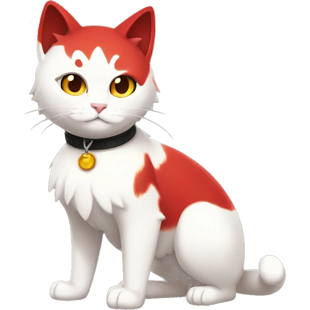 Shiny Black-Red Dark-type-Firetype-Fakémon-Cat full body emoji