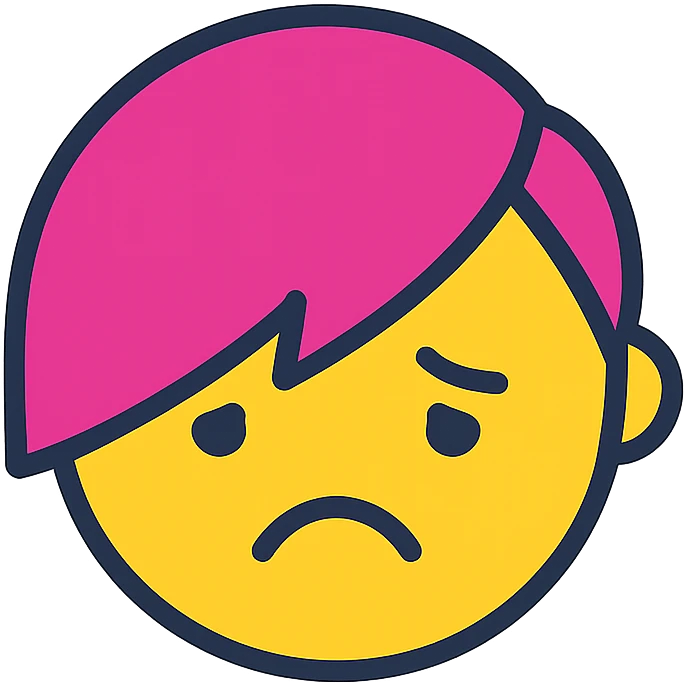color outline icon of an emo face with side bangs and sad expression emoji
