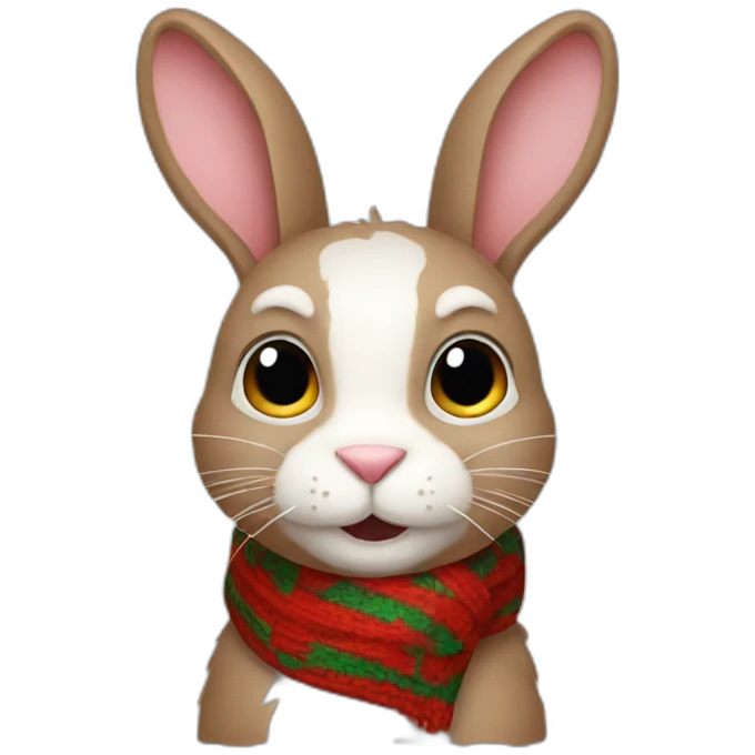 rabbit with christmas scarf emoji