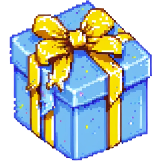 blue gift box with bright colored ribbons emoji