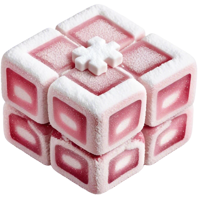 Turkish Delight Cinematic Realistic Turkish Delight Dessert Emoji, depicted as a single, delicate piece of Turkish delight dusted with powdered sugar, rendered with intricate textures and soft, inviting lighting. emoji