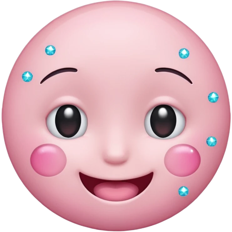 cute soft pink emoji, winking face, sparkles, soft pastel look emoji