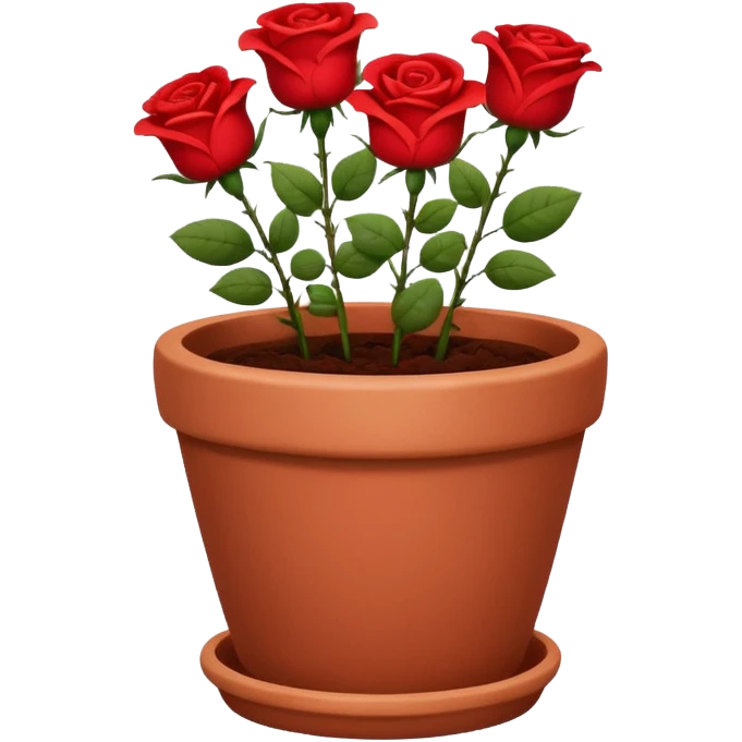 flower pot with red rose flowers emoji