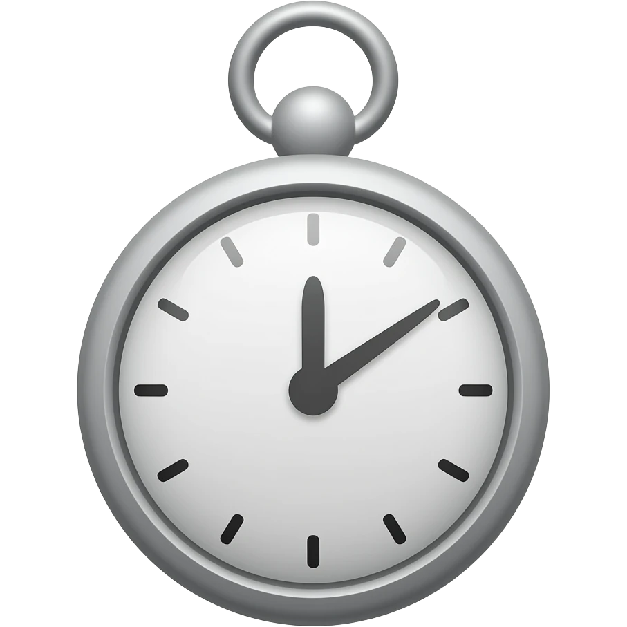 flat icon of a pocket watch, simple circle with small loop on top, minimal clock hands, single color + light gray accent, no details, no gradients, no background, centered, fills canvas, emoji style emoji