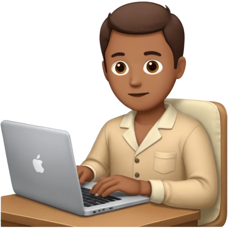 man in pajamas working on a laptop emoji