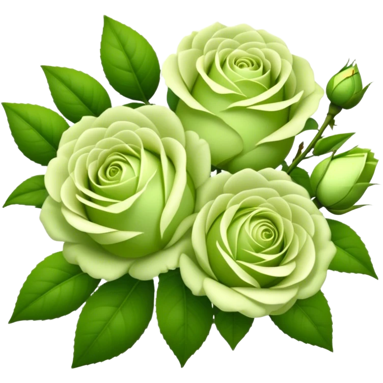 big bouquet Soft Green Tea Rose flower and bud, luxuriant, leaf, bud emoji