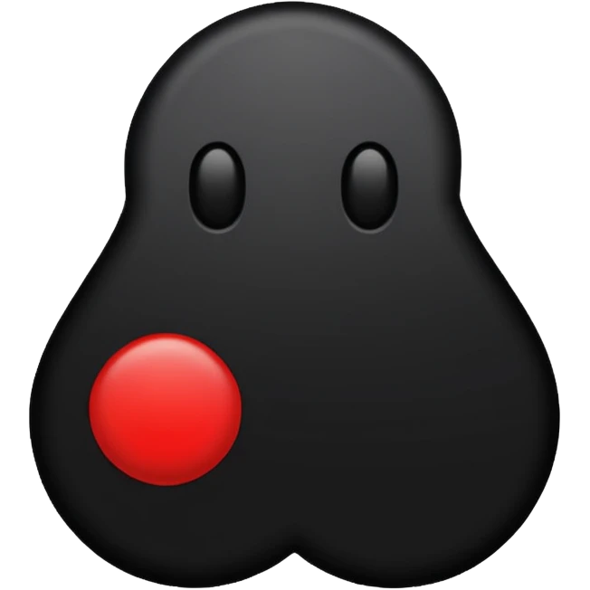 iOS sticker, dark mark, black shape, red dot, minimal emoji
