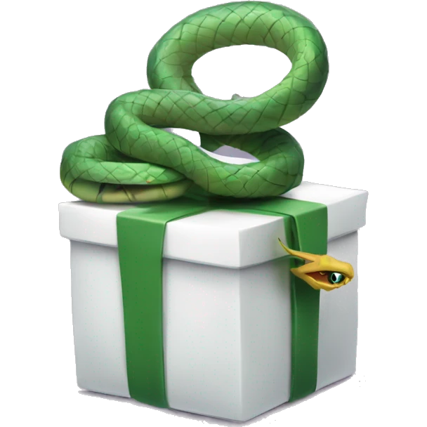 A sinisterly wrapped gift with a snake coiling around it, representing dangerous rewards
 emoji