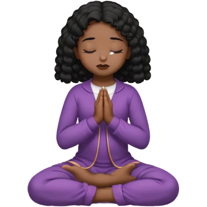 girl praying on knees curls black emoji