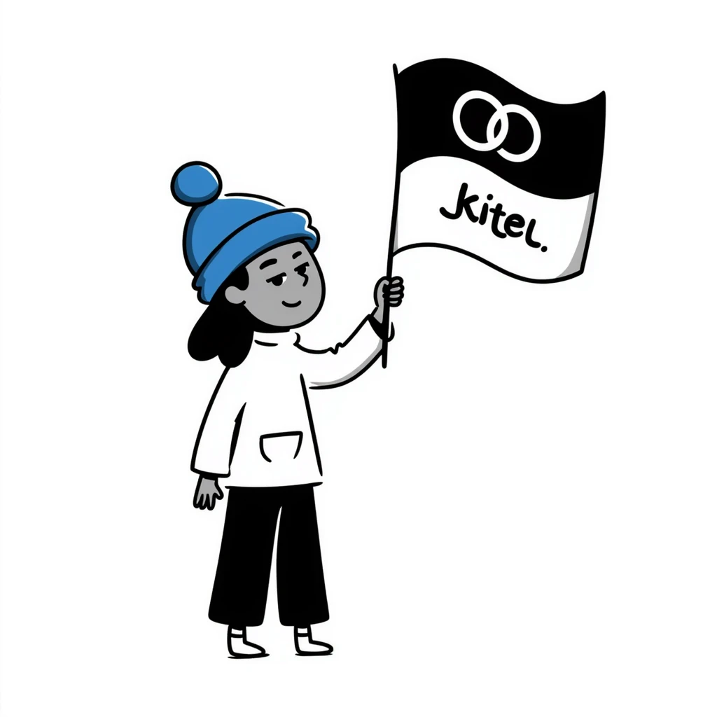 girl with blue beanie holding a protest flag for social justice emoji