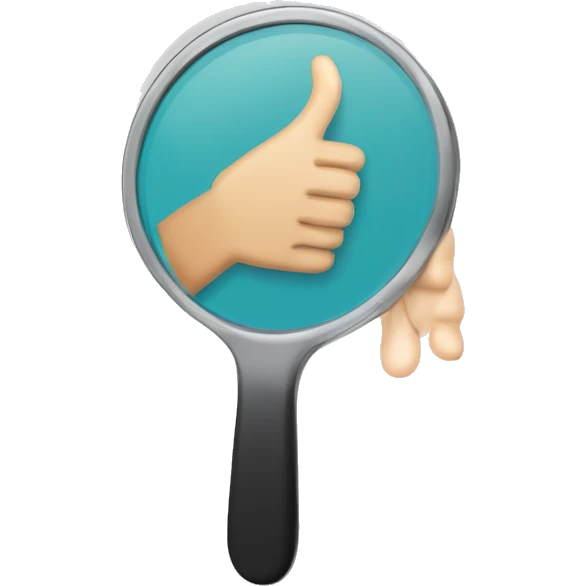  hand mirror icon with a thumbs-up reflection emoji