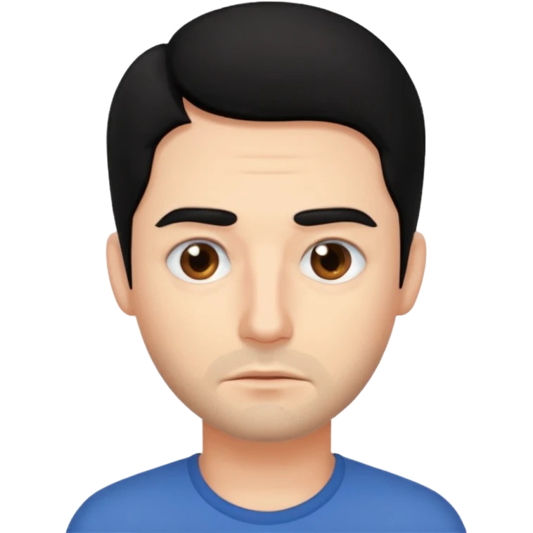 man with tired eyes black hair emoji