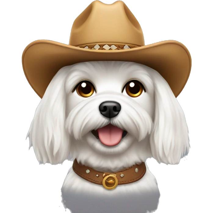 maltese dog with a cowboy hat emoji