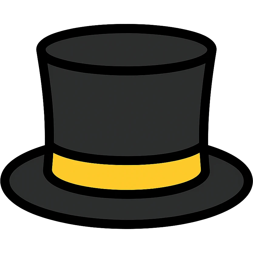 black top hat with gray ribbon icon emoji