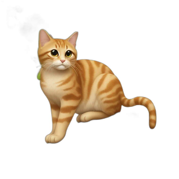 Kat die uit een boom springt en dan op zijn bek valt emoji
