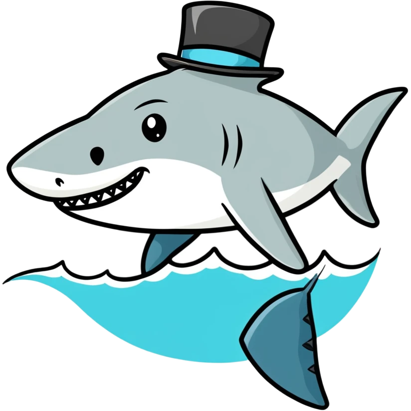 Shark with a top hat emoji