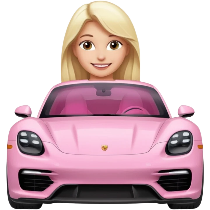 pink Porsche taycan with blonde girl emoji