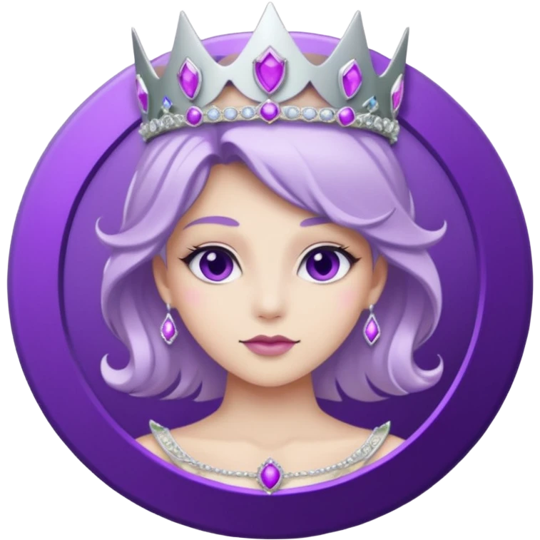 Purple shadow rose silver circle plaque with silver tiara emoji
