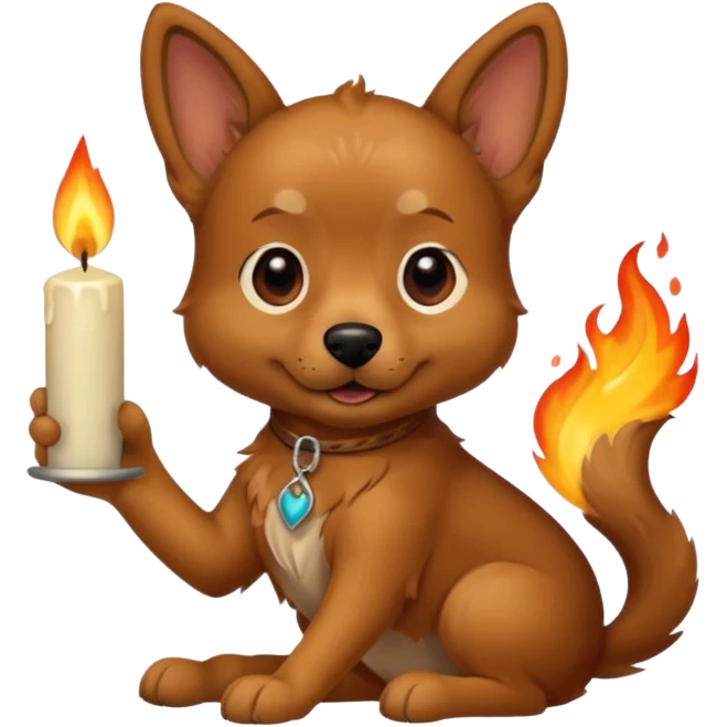 dog holding a lit aromatic candle in hand emoji