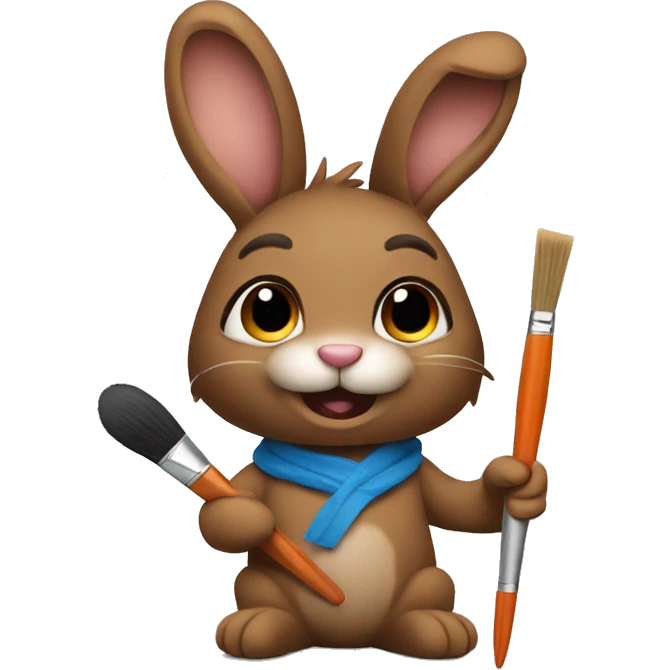Brown bunny with a paintbrush  emoji