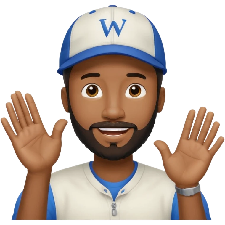 BLACK MAN WITH LOW CUT BEARD AND A BALL CAP SAYING WHO CARES?! MOTIONING HANDS  emoji