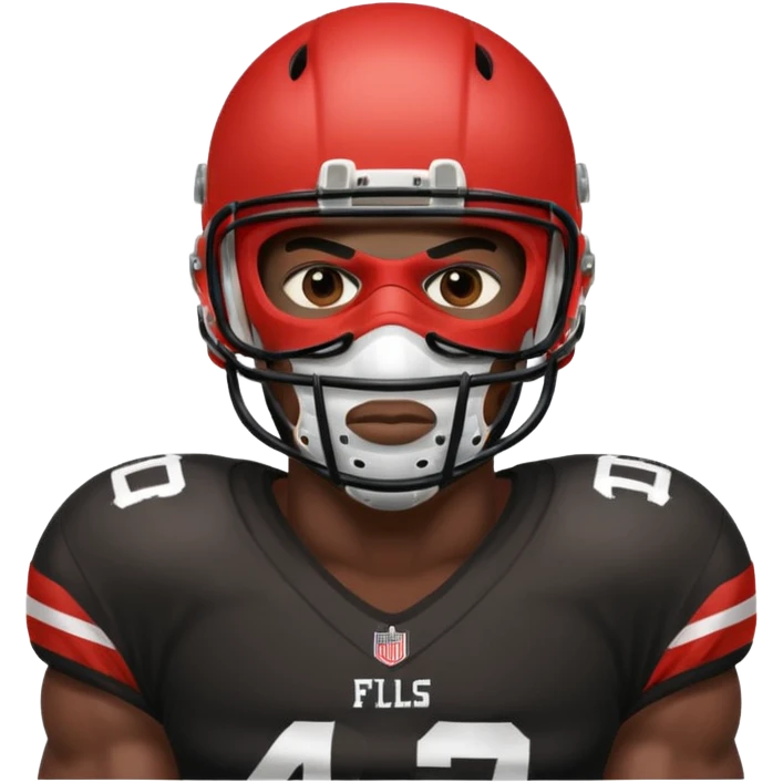 American black football player with a mask which have small holes like a goalkeeper mask emoji