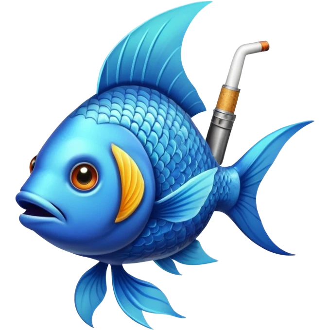Fish with a gun smoking a cigarette emoji