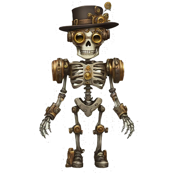 Skeleton robot in steampunk style emoji