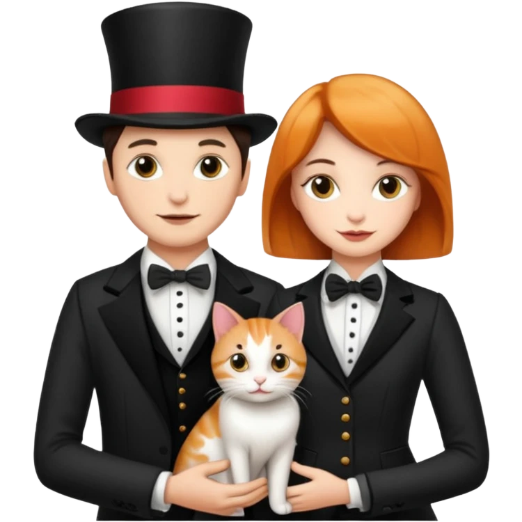 magician couple and their pet cat emoji